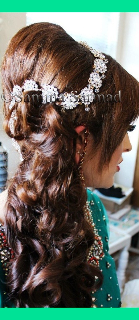 Elegant Side Swept Curls with Poof Wedding Hair Samina 