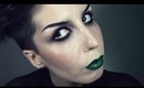 Modern Goth: Sparkly Black Smokey Eye + Dark Green Lips