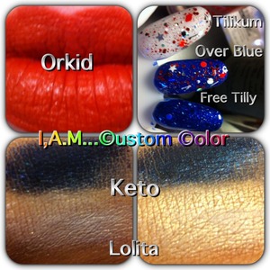 Ok friends, family, and Beauty community! Here it is! My very first launch of #Iamccnp #iamcustomcolor #customcraftedcosmetics this is my #launch #collection #blackfish from my #Rebel4acauseseries I wanted to make an #indiepolish #indiecosmetics company that did something! Thanks to Sofia for reminding me I give an ish! I'm planning on launching a new collection each month. Supplies are limited. I appreciate that you have many options for your cosmetics needs and that you have made a conscious effort to support a cause. This collection was inspired by the #blackfishdocumentary and all captive performance mammals. I've been against swim with and feed the dolphin programs for years and  have been passionate about our oceans since the 1989 Exxon Valdez oil spill. (I was 4 however I'm still scarred from that event. 😢 We are responsible for protecting our oceans and her children. 🐬🐳🐋🌊 with this in mind when you purchase one of my products 25% of your purchase price goes to supporting that collections cause! In this case your donations go to help the WDC at www.us.whales.org  and for creating a retirement bay for performance marine mammals. #forsale #supportindie  please help me spread the word. #orkid is an opaque orangey red long lasting peppermint flavored lippie in a pot, #keto is a navy shadow with turquoise shimmer and #Lolita is a white shadow with intense gold shimmer. The polishes are #tilikum  a silver, red, black and white glitter bomb and #freetilly a blue glitter crelly. Kik me at iamcustomcolor for pricing and shipping info! Thank you so much my #colorists for helping me start my new business and support a cause dear to me!!! Xoxo Ashes