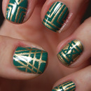 Emerald and gold art deco inspired nails