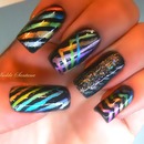 Metallic Stripes Nail Art