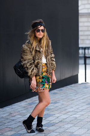 Fur, prints, patterns, color, head wrap, legs