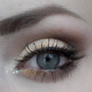 Sparkly gold/brown smokey eye with rosy nude lips