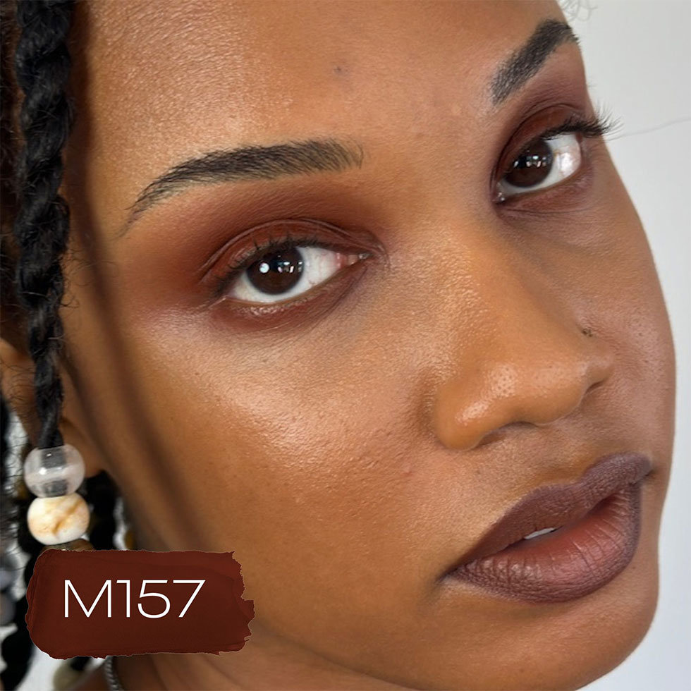 MOB Beauty model wearing shade M157 from the Southern Goth Palette