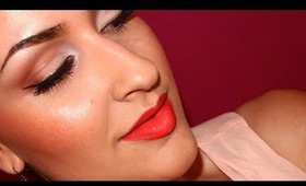 Gold Liner & BOLD Orange Lips