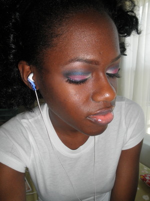 Pink lid with blue cut crease