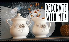 HOW TO DECORATE SHELVES! EASY & SIMPLE TIPS! DECORATING MY HUTCH FOR FALL!