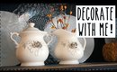 HOW TO DECORATE SHELVES! EASY & SIMPLE TIPS! DECORATING MY HUTCH FOR FALL!