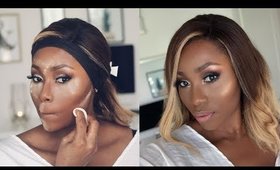 GLOWY MAKEUP - EASY HIGHLIGHT AND CONTOUR  FOR DARK SKIN (BEGINNER FRIENDLY) | DIMMA UMEH