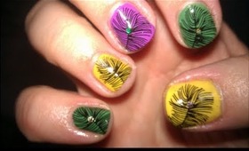 Feathery Mardi Gras - Nail Stamping Tutorial