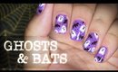 Ghosts & Bats Halloween nail art