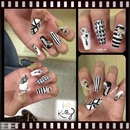black and white stiletto nails