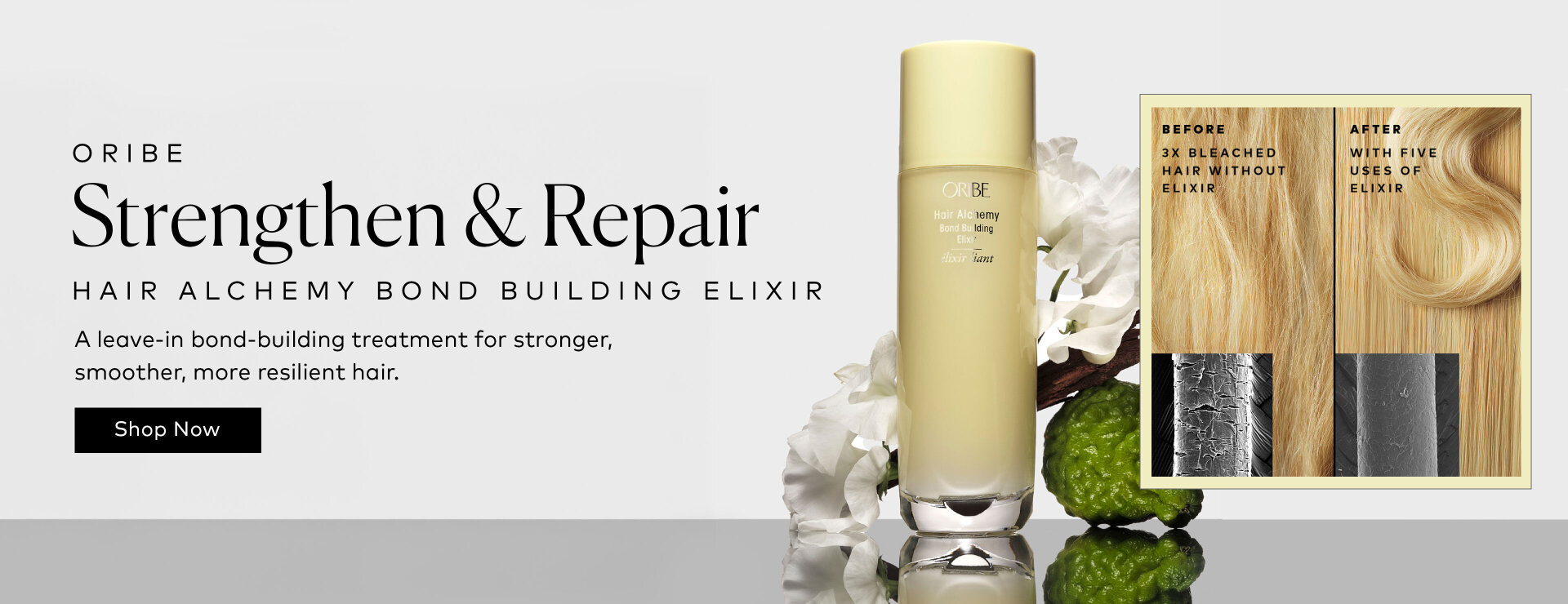 A moisturizing leave-in treatment that helps replenish all three types of hair bonds for stronger, softer, and more resilient hair. Shop the Oribe Hair Alchemy Bond Building Elixir on Beautylish.com
