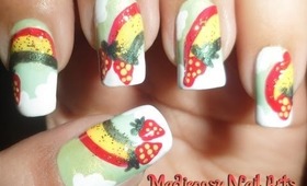 Strawberries on Rainbows and Clouds Nail Art collaboration with NailObsessionn