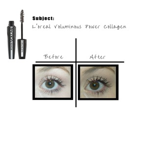 Before & after of the L'oreal Voluminous Power Collagen mascara!