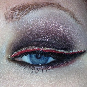 Lit- Firecracker and Champagne Wishes. MAC Cranberry shadow over the red shade in the Black Tango Palette.
