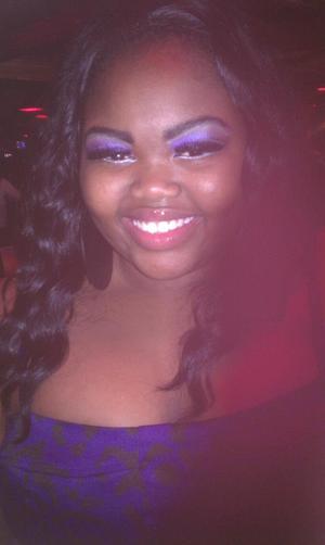 this is one of my club looks purple and sliver with a plain gloss lip!