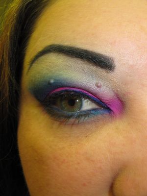 Milani Shocking Pink , MAC Electric EEL, ELF Blue eyeliner