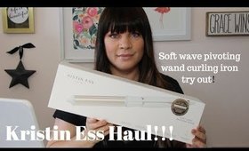 KRISTIN ESS SOFT WAVE PIVOTING WAND CURLING IRON 1ST IMPRESSION AND TRY OUT!!