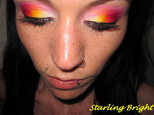 Fire Starter Eyes - Inspired by hot summer days and The Prodigy song 'Fire Starter'. I used Sugarpill Cosmetics pressed shadows Tako, Buttercupcake and Love+