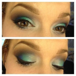 Products used are Sugarpill Chromalust eyeshadows in Royal sugar and Darling; MAC pigment in Mutiny, fluidline Blacktrack; Make Up Store microshadow Tuch, eye pencil Illusion, Metallic sea; Emite eyeshadow Dams; The mail and Bow from the Sleek Oh so special palette; the BodyNeeds pigment Iced blue.