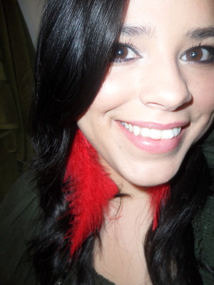 Go Bold, with some Red Feather earrings! 