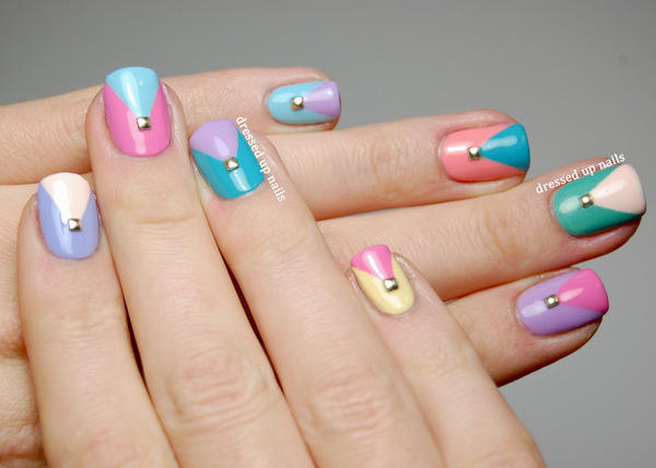 Pastel studded chevrons | Whitney S.'s (dressedupnails) Photo | Beautylish