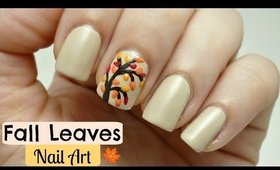 Easy Fall Leaves Nail Art Design!