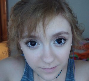 This is a really natural anime type look I did with my own home made colored contacts! If you have a better name I would love to hear it!