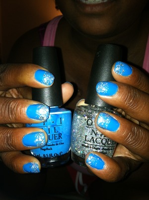 OPI Ogre The Top Blue and OPI Save Me Glitter Tips