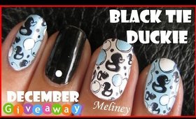 KONAD SQUARE IMAGE PLATE 8 BLACK TIE DUCKIE STAMPING NAIL ART DESIGN TUTORIAL AND DECEMBER GIVEAWAYS