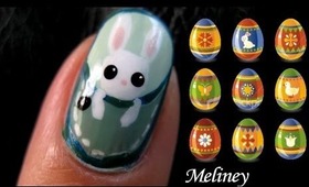 Easter Pocket Animals Nail Design - Cute Bunny Rabbit Monkey cat kitty elephant Nail tutorial