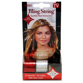 Bling String 500' Hair Tinsel with Clips - Silver/Red