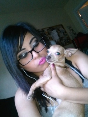 I wear doll house pink & have fake eyelashes. Oh & i love my dog Pancakes c: