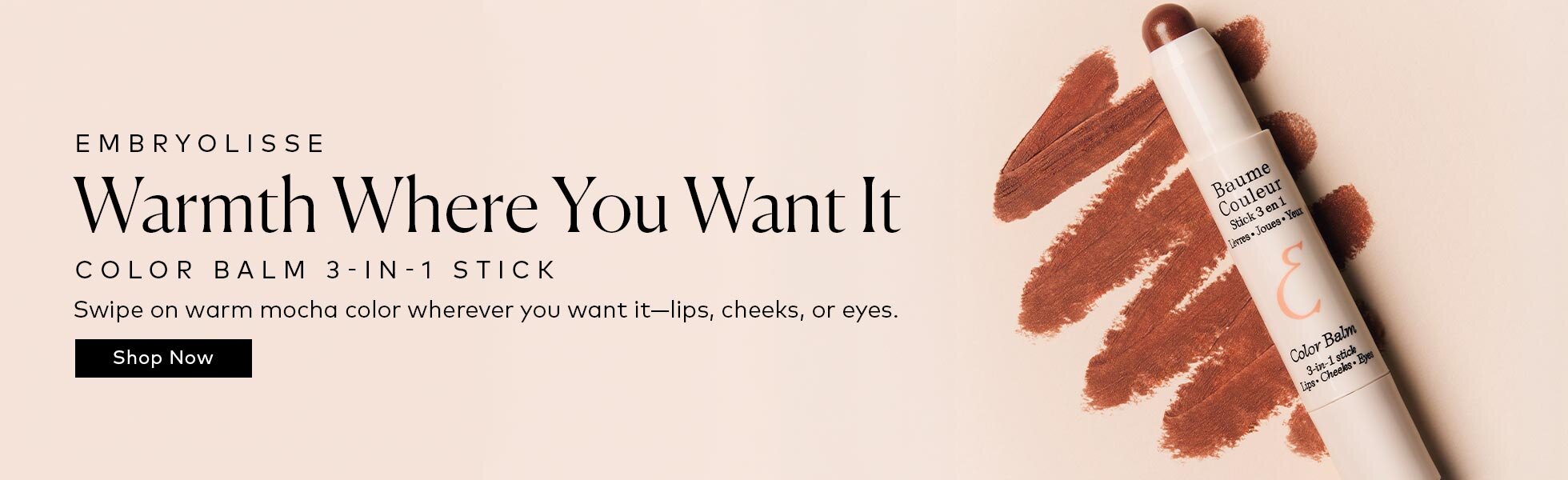 This Embryolisse 3-in-1 Color Balm gives lips, cheeks, and eyes a soft mocha wash that makes skin look fresh, not overdone. Shop it now on Beautylish.com