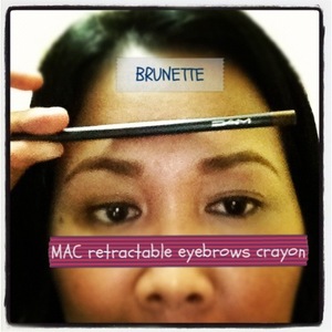 wearing mac retractable eyebrows crayon in brunette and maybelline gel liner in black