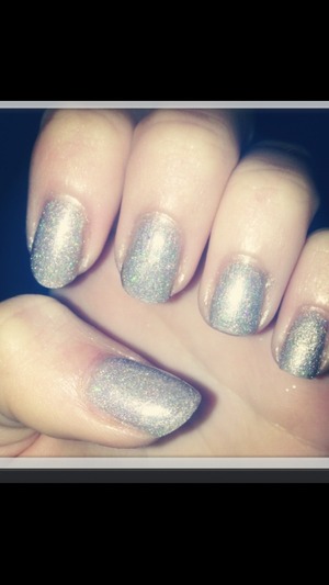 Silver sparkly glittery nails