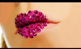 Heart - Shaped Valentines Day Lips with Rhinestones - Lip Art Tutorial