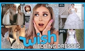 Trying on WISH APP Wedding Dresses! UNDER $40 👰 Not bad.....