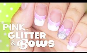 Pink, Glitter & Bows nail art