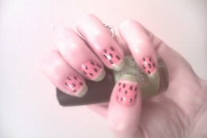 Watermelon inspired nails I did using toothpicks for detail. 