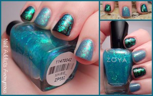 Zoya - Fleck Effects Collection - Maisie
Over Zoya's Skylar (True Collection) and China Glaze's Liquid Leather
http://nailaddictsanonymous.blogspot.com/