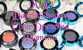 Swatches ~ Mac Dazzleshadow Pigments & Mac ColorDrenched Pigments Holiday 2015