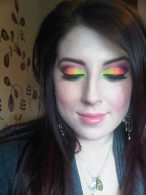 This was my attempt at Leesha's (Xsparkage) Sleek Acid palette rainbow.