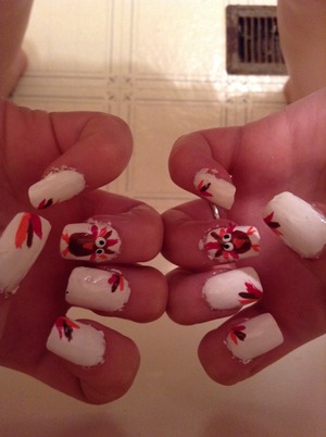 My cute and funky turkey nails!!