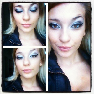 A lite Smokey eye with whites.grays.and silver.