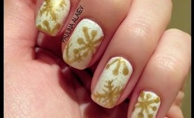 Gold Snowflake Nails