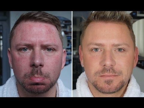 man with makeup before and after