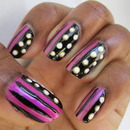 Colorful Dots and Lines Nail Art