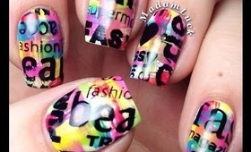 Colorful nails with nail art stamping